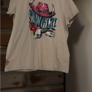 Cowgirl Graphic Womens T-Shirt - Cream